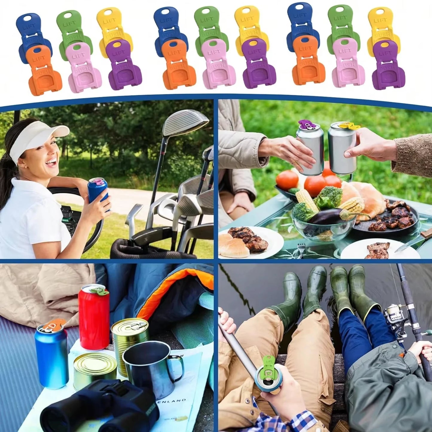 6/12/18pcs Color Beverage Can Opener With Protective Cover Plastic Tab Can Openers Reusable Easy Can Opener Kitchen Tool