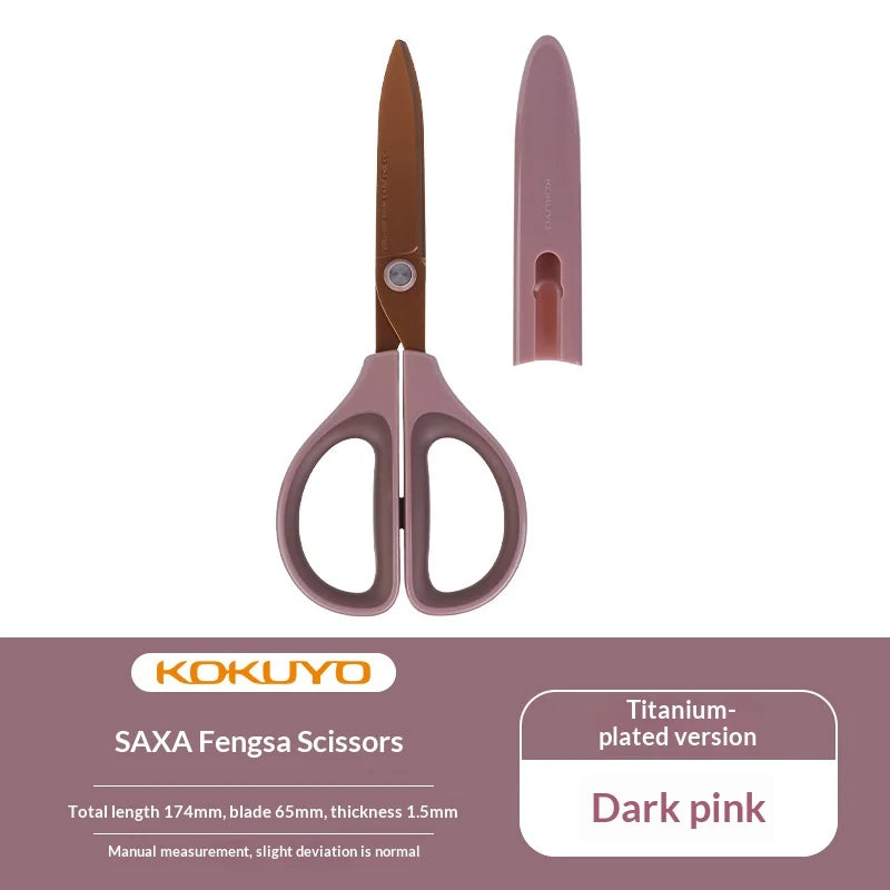 Japan KOKUYO SAXA Safety Scissors,Portable Titanium Coated Non-stick Blunt Tip Multi-Purpose Scissors for Home,Kids Craft&Office