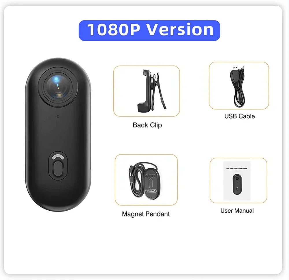 4K FHD POV Collar Cam Small Sports Camera Magnetic Necklace Pets Camcorder Mini Wireless WiFi H88 Bodycam Recording Vlog Selfie