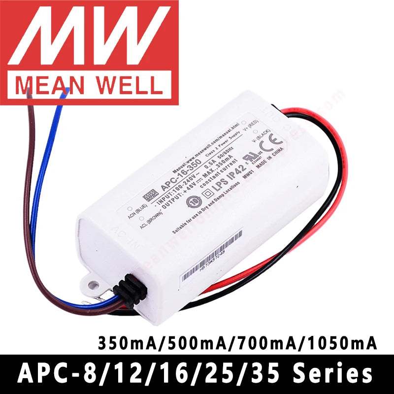 Mean Well APC-8/12/16/25/35-250/350/500/700/1050mA Meanwell Indoor LED lighting SMPS LED Constant Current Switching Power Supply