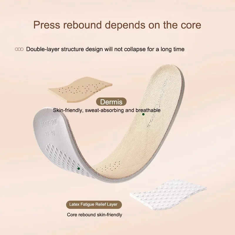 Leather Latex Sports Insole Cowhide Arch Support Shoe Pads Shock Absorbing Plantar Fasciitis Inserts for Shoes