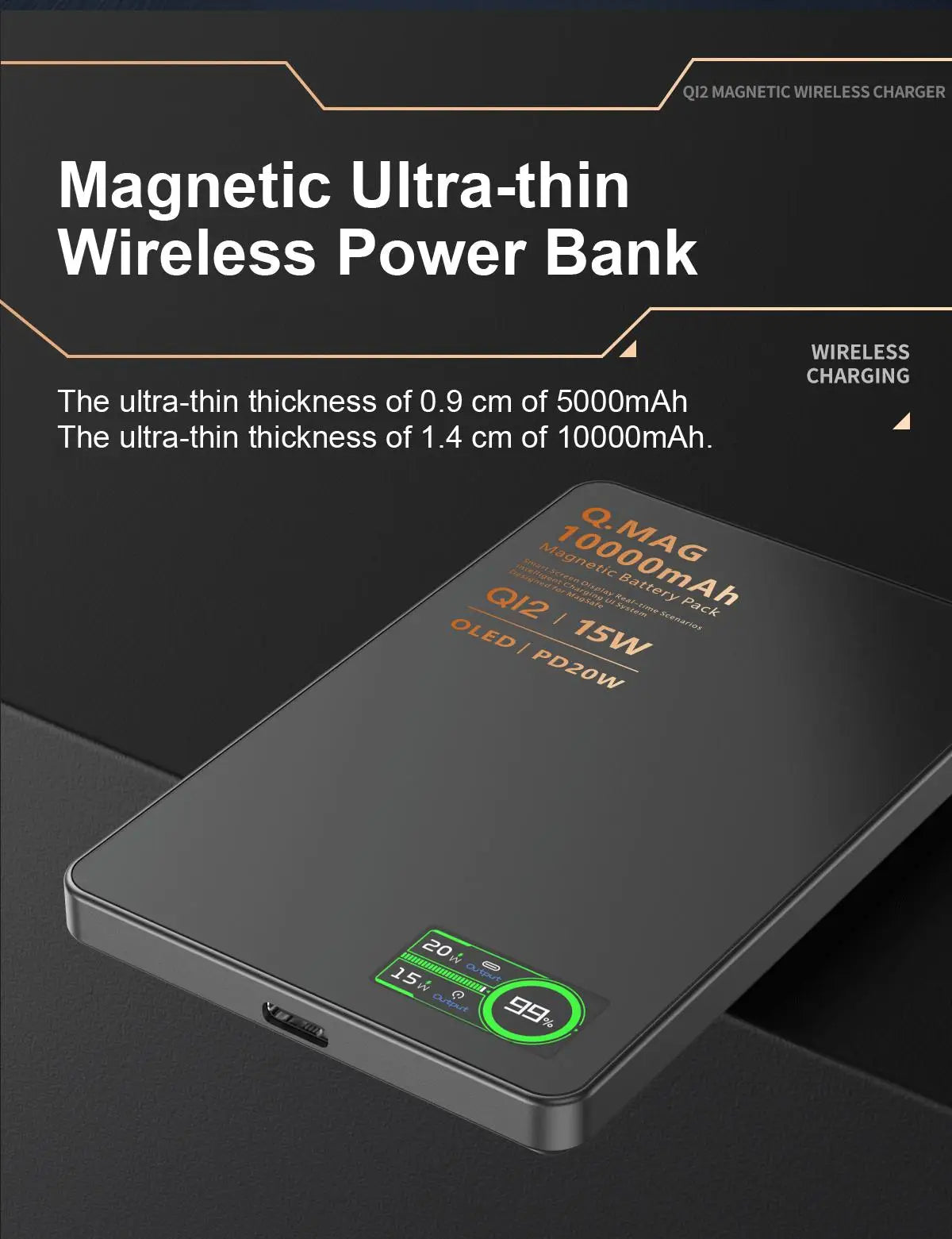 QI 2.1 Magnetic Powerbank Wireless Fast Charing Spare Portable External Battery for iPhone 12-17 Pro Watch Airpods 5000/10000mAh