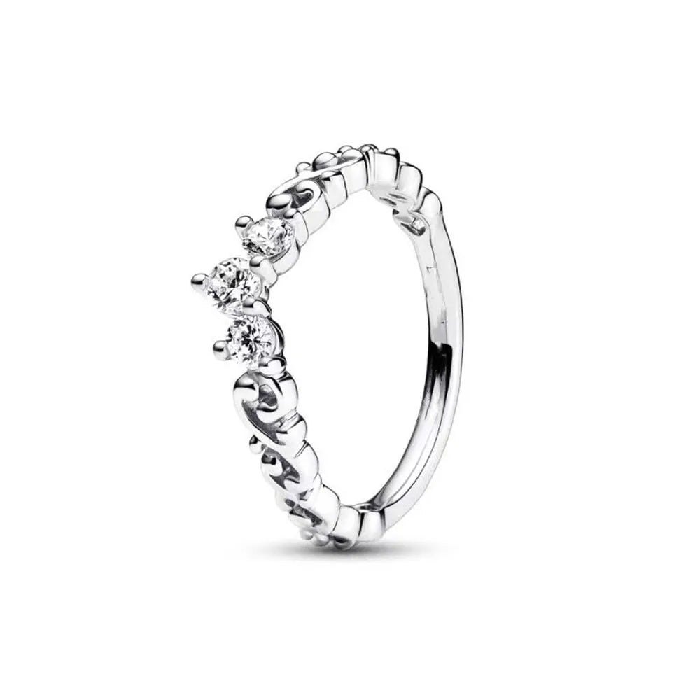 Hot Sale 925 Sterling Silver Red Pink Blue Green Heart Stone Snowflake Daisy Ring Trinkets Rings Wedding Fashion  Jewelry Women