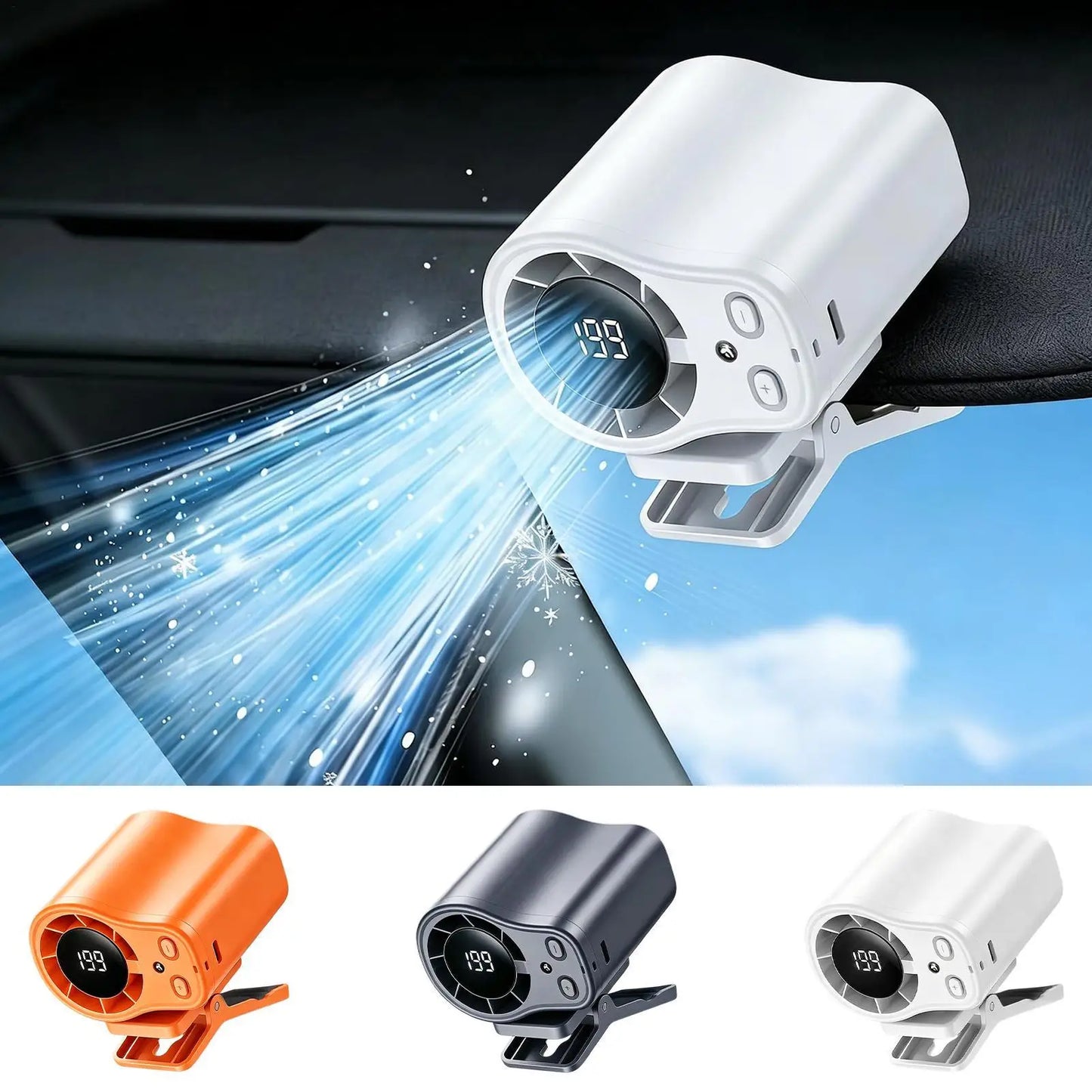 Travel Fan Clip On Low Noise LED Display Waist Clip Fan for Cycling Traveling Fishing Camping Beach Road Trip Jobsite Men Women