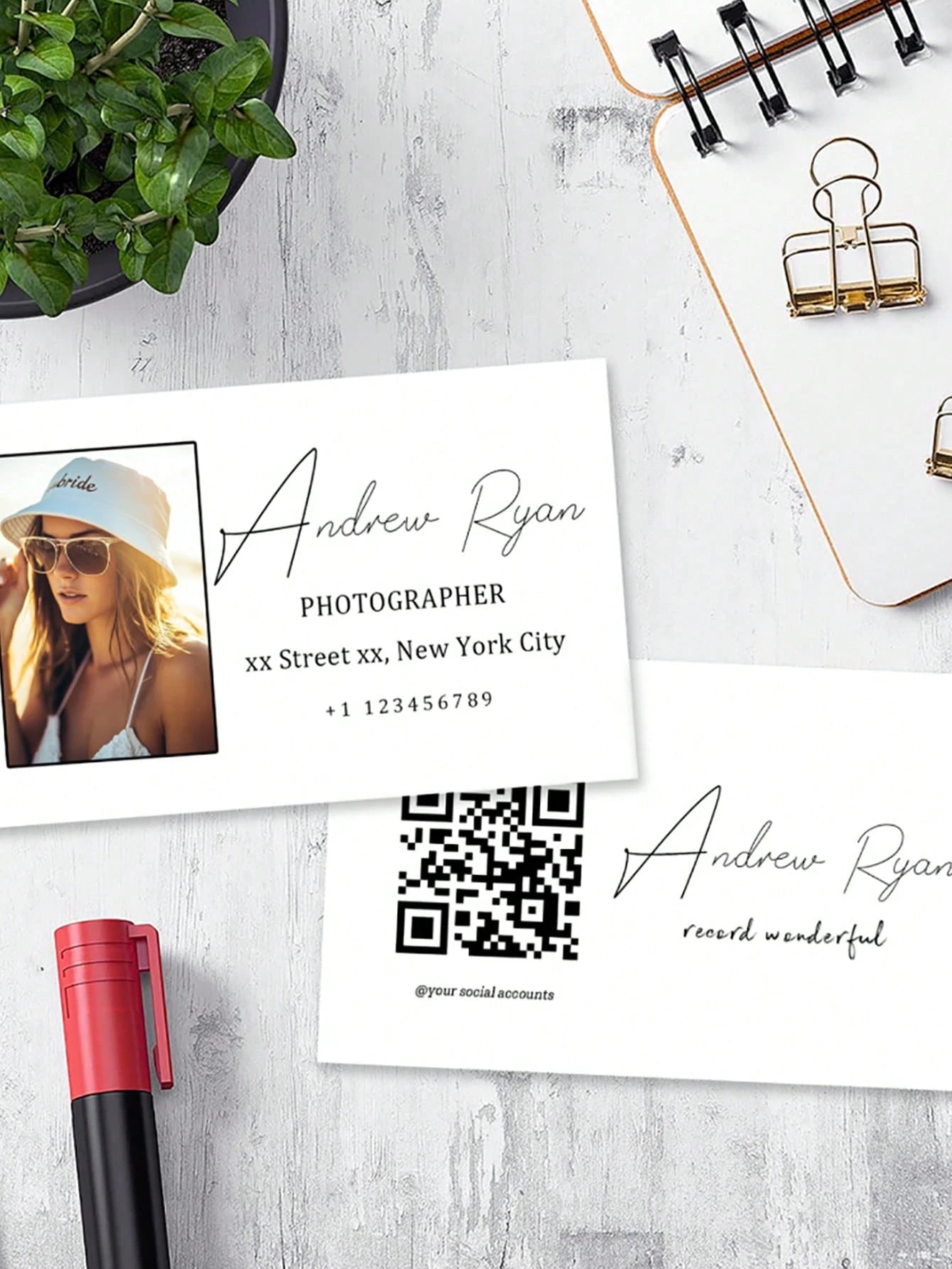 Custom Business Cards Logo Social Media Info Modern Vintage Cute Back To School Office Workers Clients