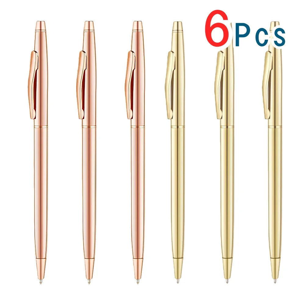 Slim Metallic Retractable Ballpoint Pens Slim Ballpoint Pens Black Ink Pens Metal Pens Set for Business Office