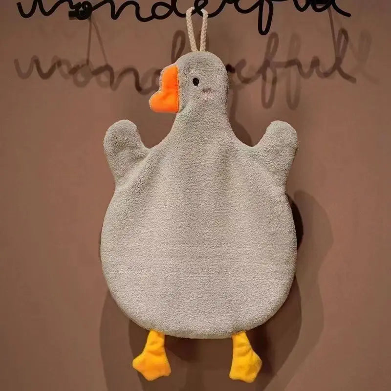 Cute Cartoon Big Goose Hanging Hand Towel Super Absorbent Quick Dry Wipe Cloth Soft Hanging Towel For Kitchen Bathroom Washroom