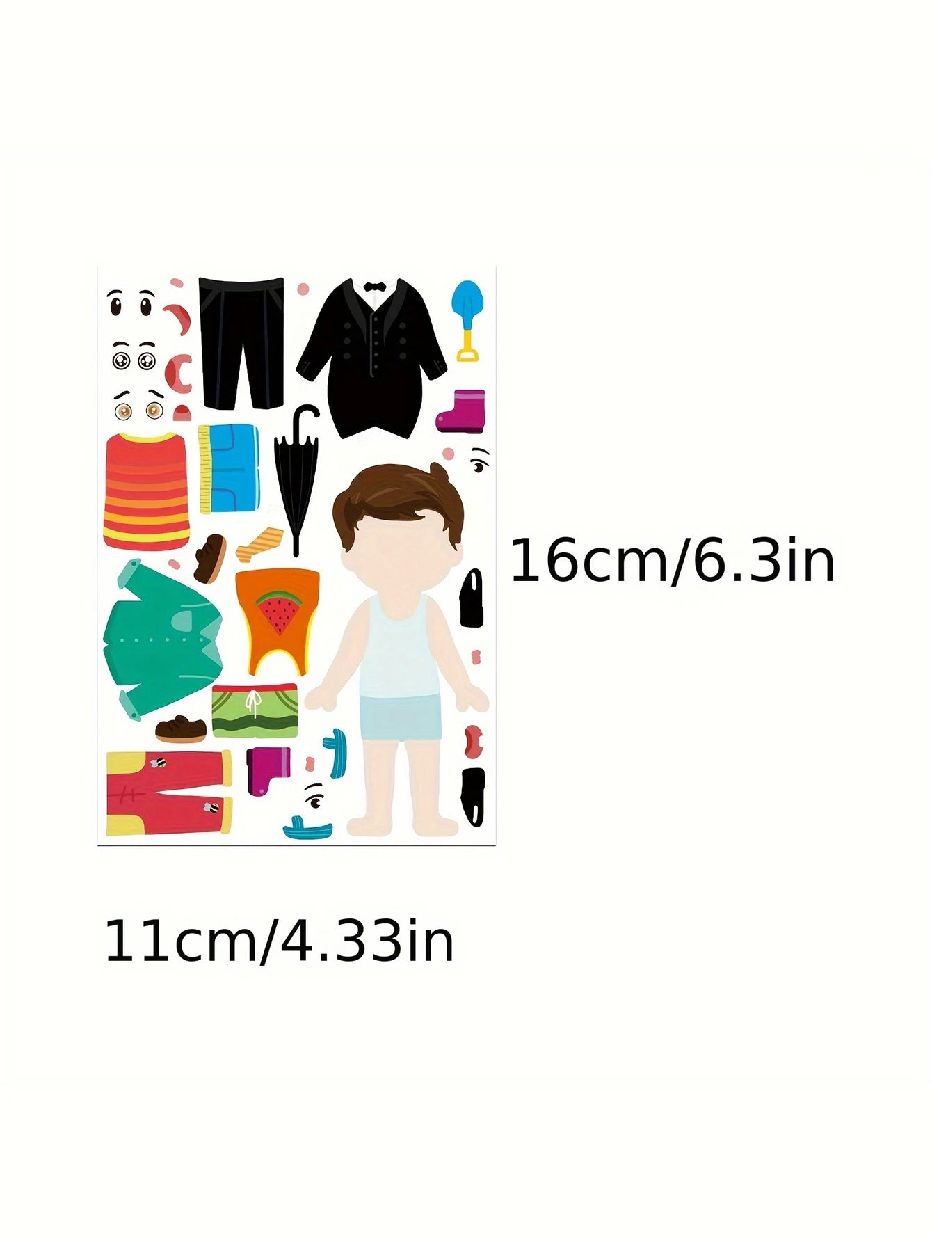 8PCS Cartoon Cute Children Dress Up Collage Scrapbook Collage Material Skateboard/Guitar/Stationery/Diary Waterproof Decorative