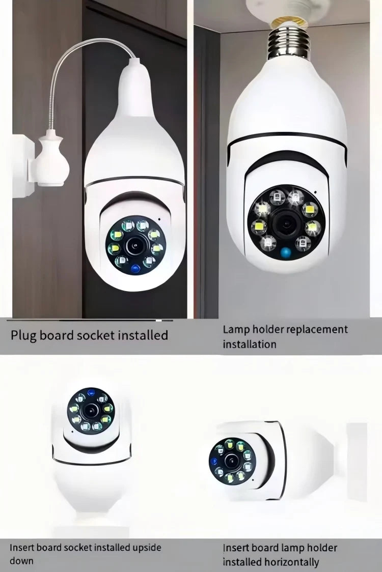Bulb E27 Surveillance Camera Full Color Night Vision Automatic Human Tracking Zoom Indoor Security Monitor Wifi Mini IP Camera