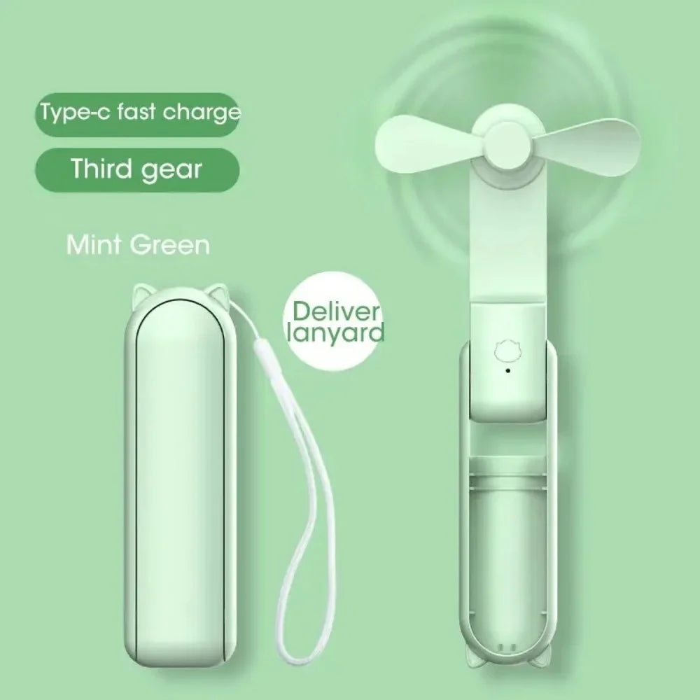 Mini Handheld Fan Type-C Charging Foldable Portable Mini Cooling 2000mAh Outdoor Rechargeable Fan Free Control High Speed Fan