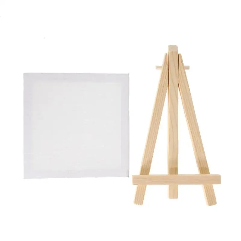12pcs Artists 5 Inch Mini Easel +3 Inch X3 Inch Mini Canvas Set Painting Kids Craft DIY Drawing Small Table Easel for School