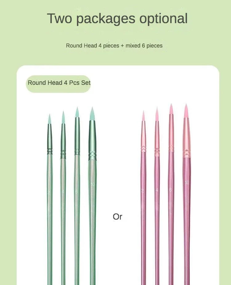 Watercolor Brush Set Pointed Round Flat Head Soft Hair Beginner's Art Student Hand Drawn Watercolor Nylon Painting Material
