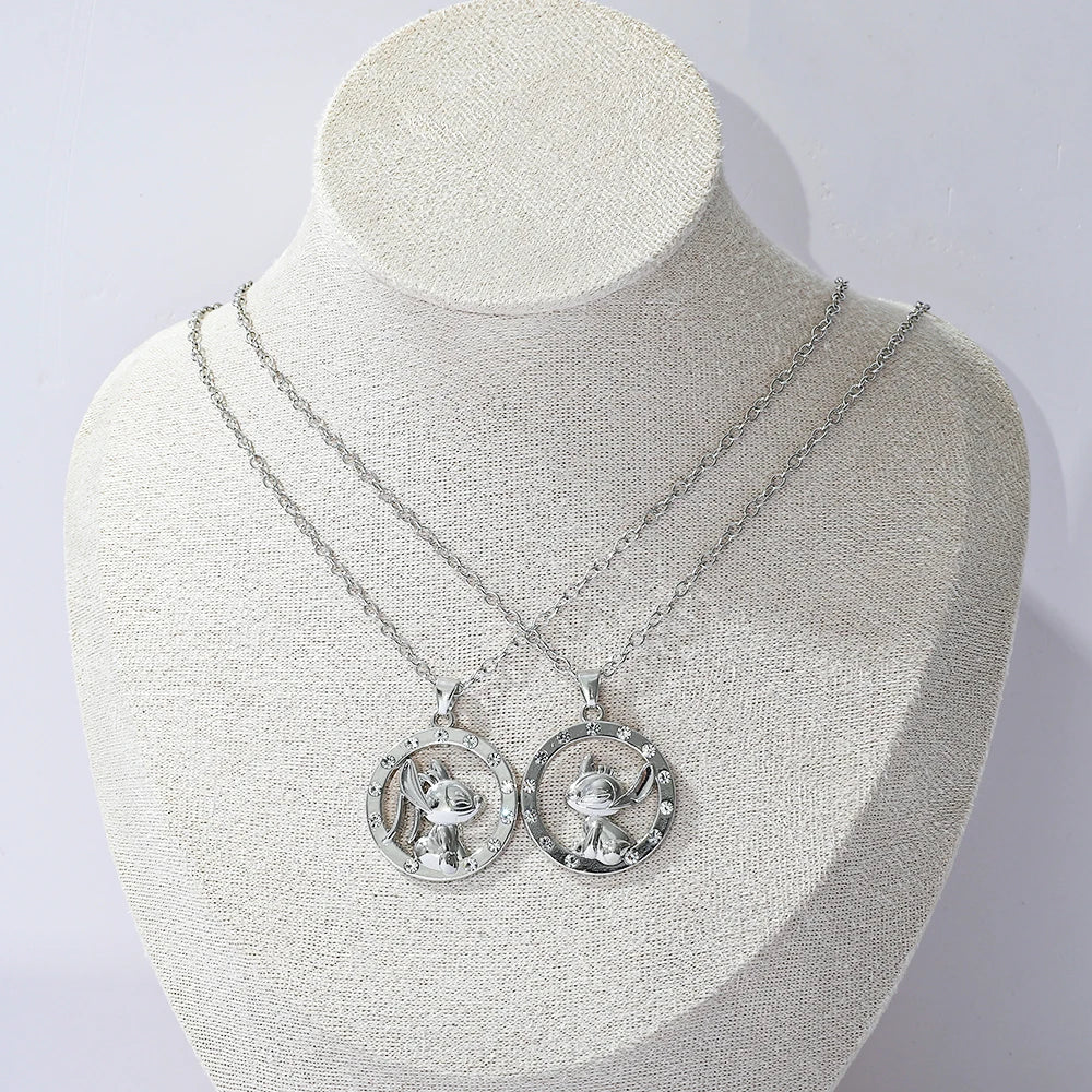 Antique Silver Stitch Angel Pendant Necklace Fashion Jewelry Shining CZ Stones for Anniversary Party Valentine's Day Gift
