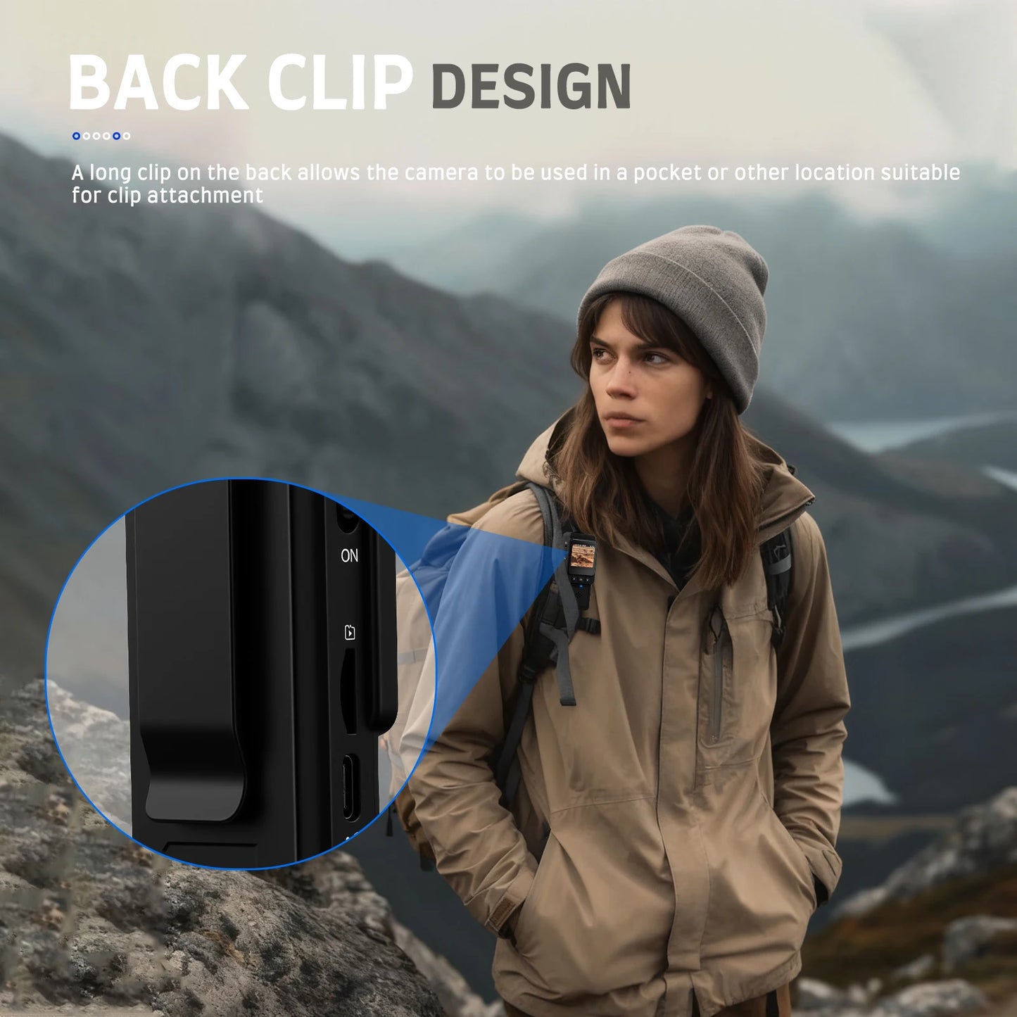 Inefala 1080P Sports Pocket Camera 1.54" Mini Lens 180° Rotatable WiFi Wireless Video Recorder 5hours Endurance Motion Camera