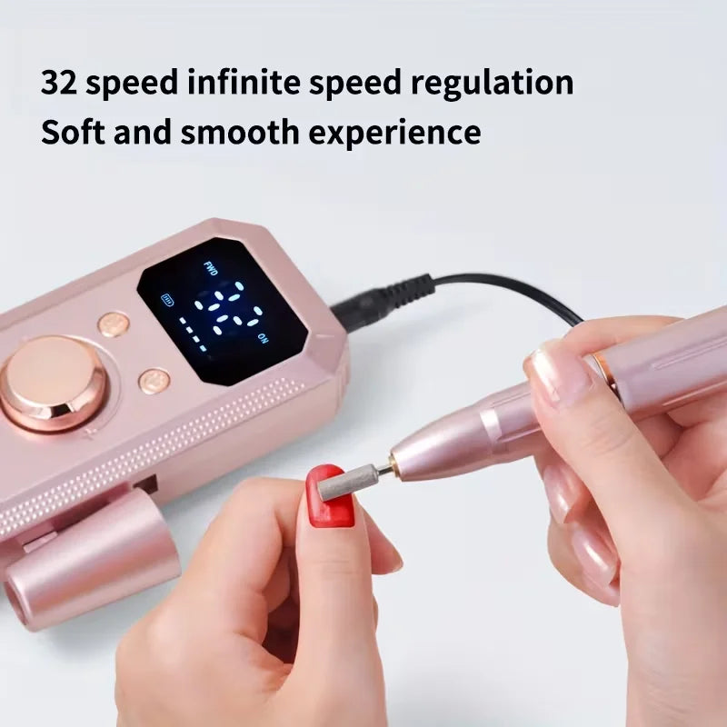 1 Set of Manicure and Pedicure Polishing and Shaping Tools, Electric Nail Grinder Set with USB Rechargeable Battery - 32 Adjusta