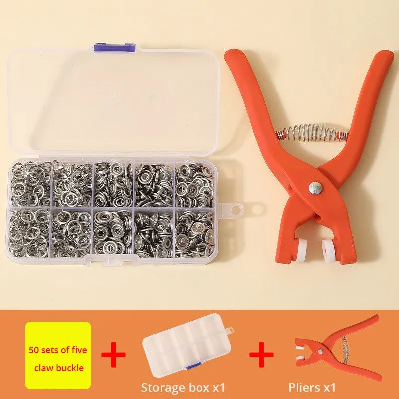 Snap Button Kit,Sets Metal Snap Buttons with Fastener Pliers Press Tool and Box, Rust Proof DIY Press Studs Button Fix Tool