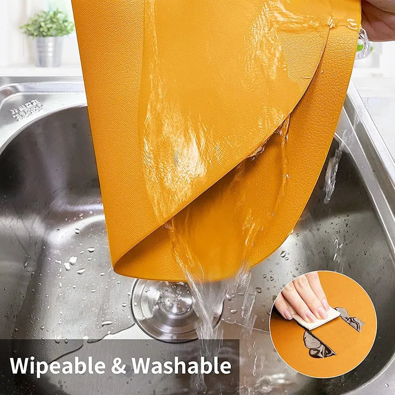 Inyahome Irregular Shape PU Leather Placemats Set Oil-Proof Waterproof for Kitchen Tables Bistro Tables Bars Coffee Shops Hotels