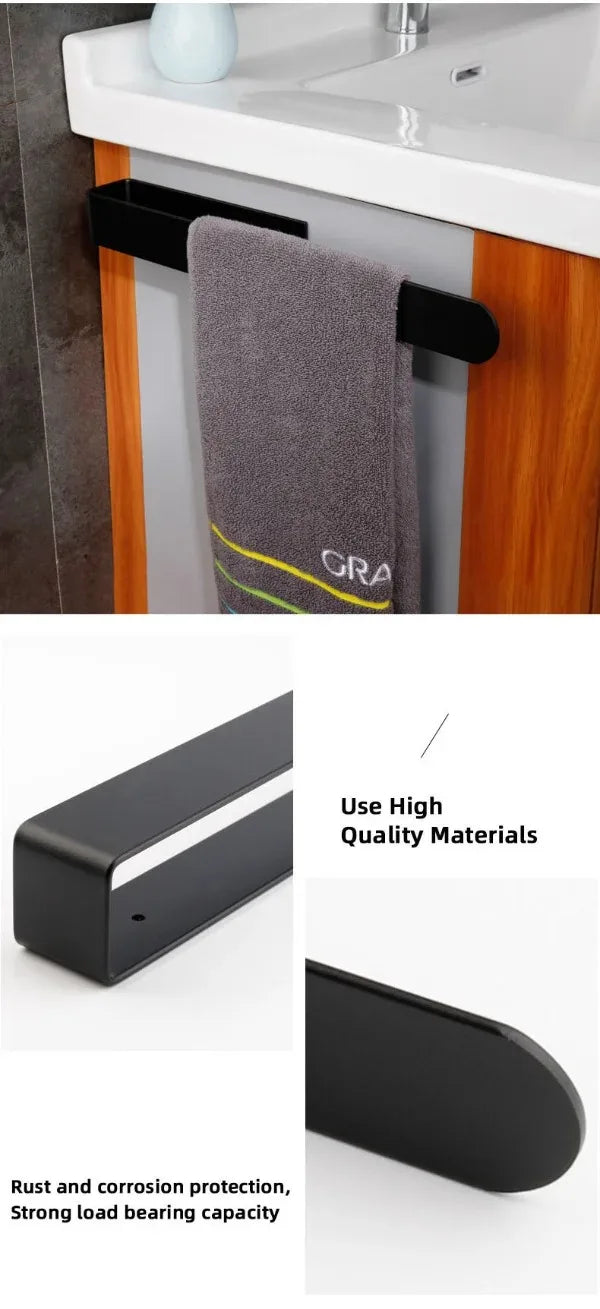 Towel Rack Non-punched Towel Rack Bathroom Rack Self-adhesive Bathroom Kitchen Towel Hand Towel Rack Household Items