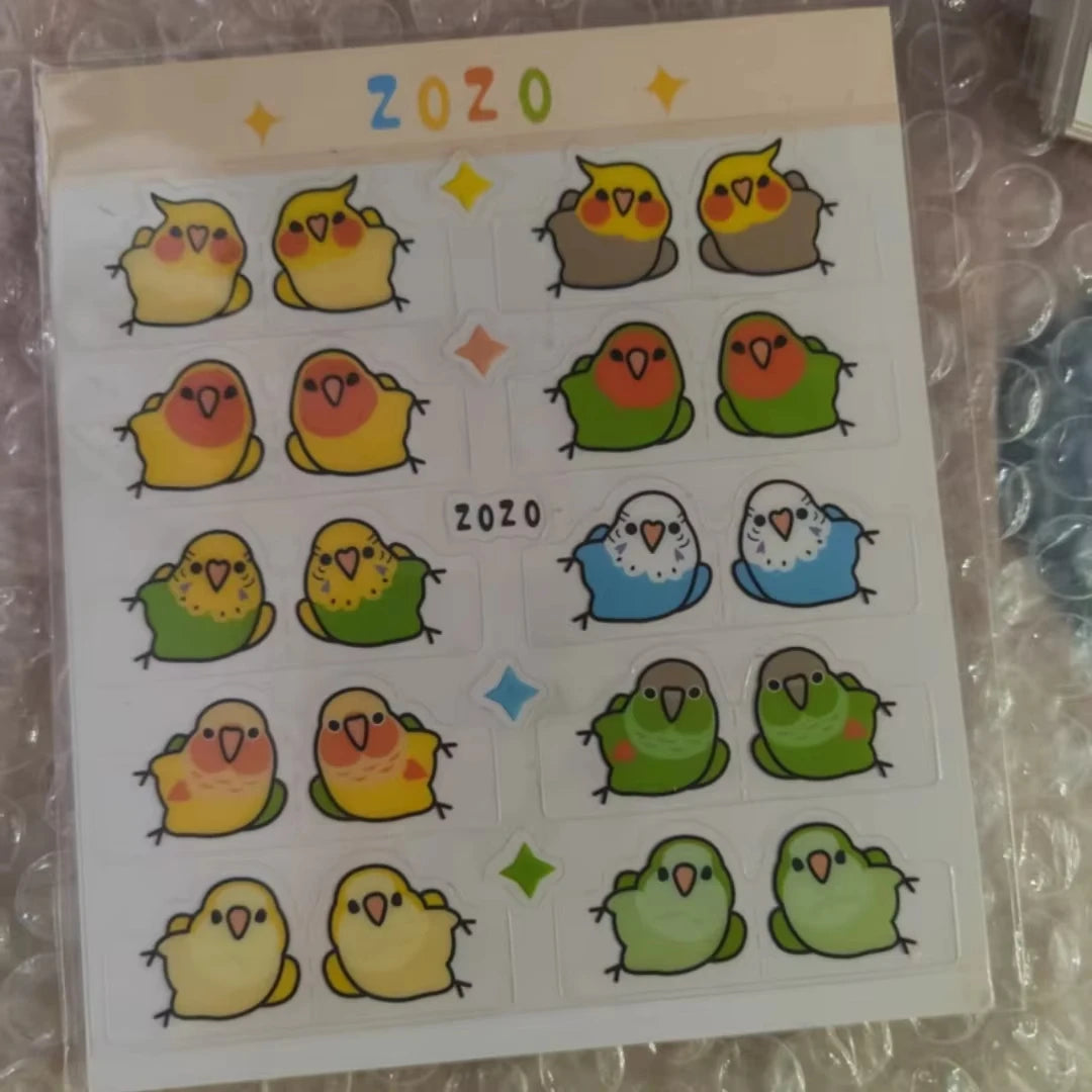 10/20 Creative and Cute Parrot Index Stickers, PET Bookmark, Hand Account Notebook Classification Sticky Notes, Art Labels