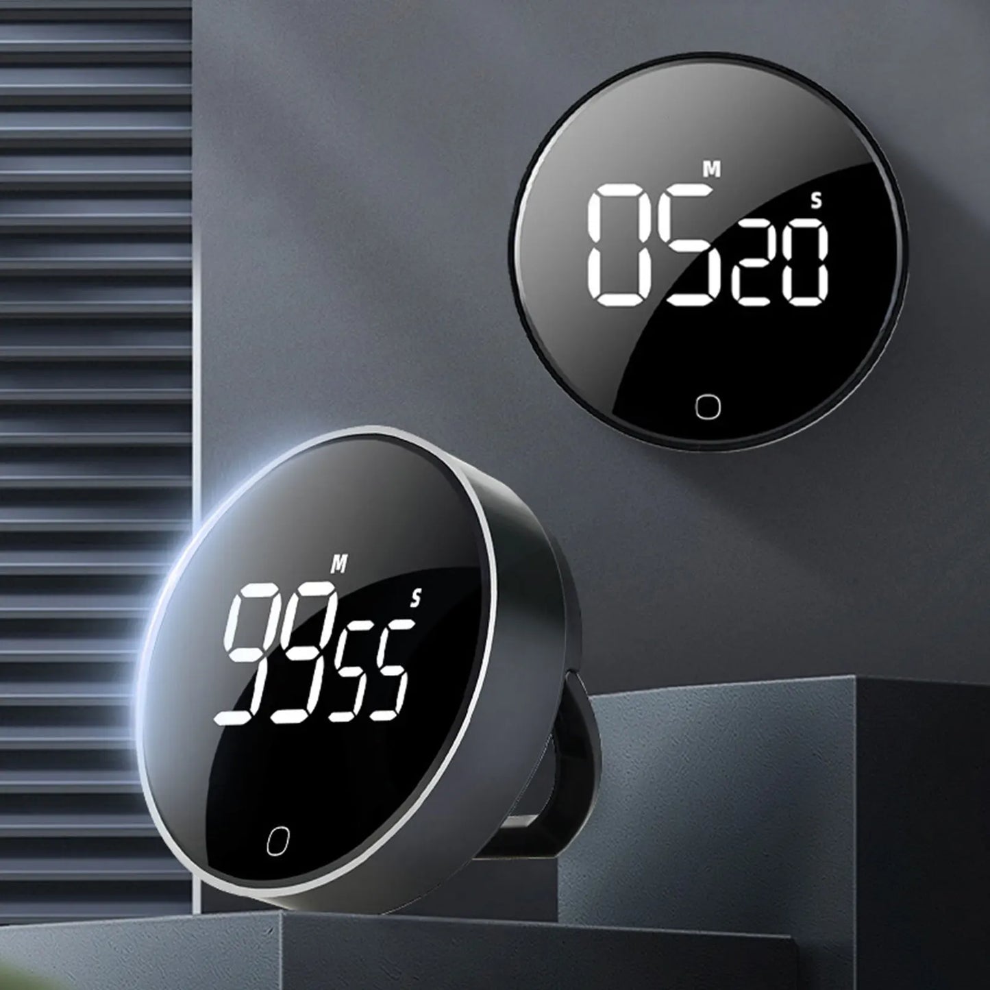 LED Digital Rotary Timer USB Rechargeable Magnetic Baking Countdown Reminder 3-Level Volume Back Bracket Design Kitchen Gadgets