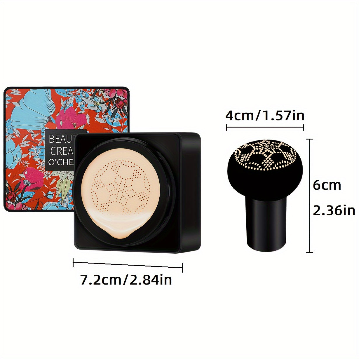 Full Coverage, Long-Lasting Mushroom Head Foundation BB Cream - Moisturizing Concealer for All Skin Types, Natural Nude Finish - Floral Packaging, Artistic Packaging, Vibrant Design, Longlasting Foundation