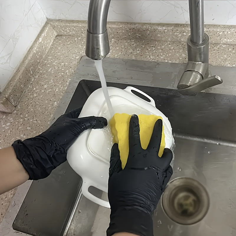 20/40/99 Nitrile Gloves, Black, Designed for Household Cleaning And As Disposable Gloves, Suitable for Cleaning Tasks, Cleaning, Heavy-Duty Gloves, Single-Use Nitrile Gloves.