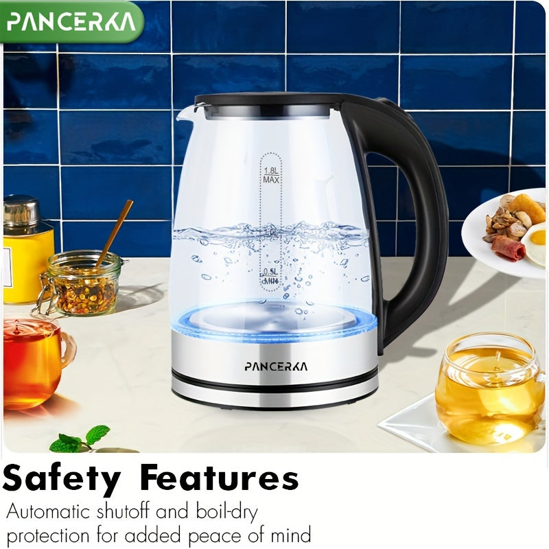 2L Rapid Boil Electric Kettle - Large Capacity, 1100W Fast Heating, Easy Cleaning, Boil-Dry Protection, Stainless Steel Filter, BPA Free, Auto Shut Off - Perfect Hot Water Boiler for Coffee and Tea Maker, Black