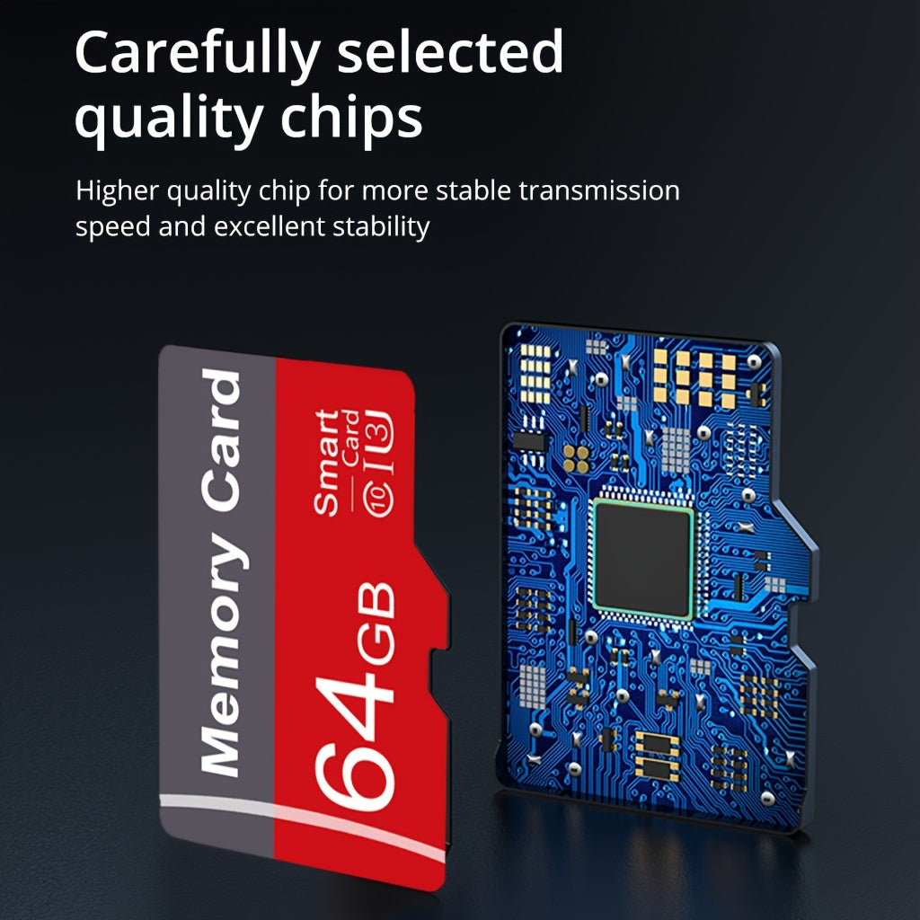 [High Speed Memory Card] High Speed 1pc Memory Card 64GB 32GB 16GB With Adapter | Flash TF Card 8GB 4GB 2GB 1GB, A1 C10 Memory TF Card For Tablet/Camera/Mobile Phone/Laptop/PC/Car Audio/Game Console/Audio - Store Your Files S
