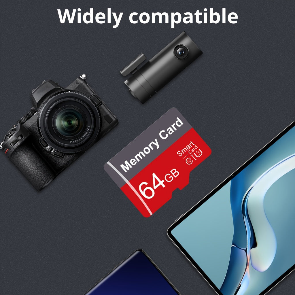[High Speed Memory Card] High Speed 1pc Memory Card 64GB 32GB 16GB With Adapter | Flash TF Card 8GB 4GB 2GB 1GB, A1 C10 Memory TF Card For Tablet/Camera/Mobile Phone/Laptop/PC/Car Audio/Game Console/Audio - Store Your Files S