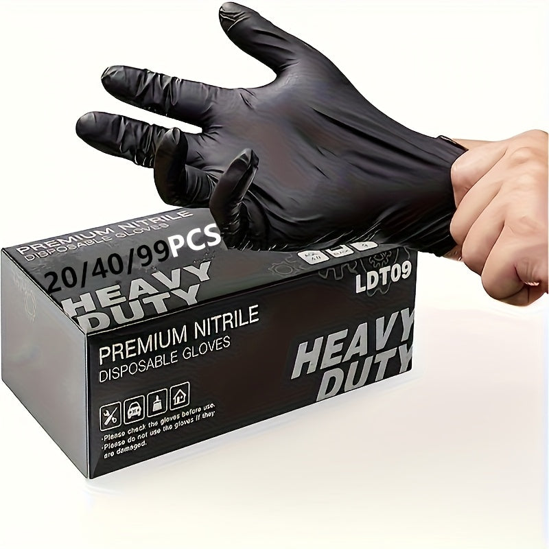 20/40/99 Nitrile Gloves, Black, Designed for Household Cleaning And As Disposable Gloves, Suitable for Cleaning Tasks, Cleaning, Heavy-Duty Gloves, Single-Use Nitrile Gloves.