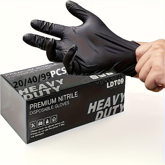 20/40/99 Nitrile Gloves, Black, Designed for Household Cleaning And As Disposable Gloves, Suitable for Cleaning Tasks, Cleaning, Heavy-Duty Gloves, Single-Use Nitrile Gloves.