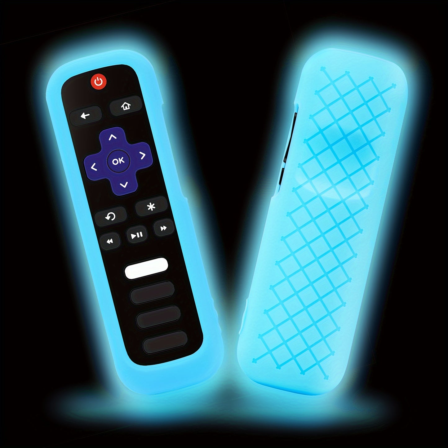 [1pc Glow Remote Cover] Roku TV, Glow in the Dark, 1pc Silicone Remote Cover | Compatible with TCL Hisense Roku TV Steaming Stick 4K 4K+ Voice Remote, Universal Protective Battery Cover, 2022 Model, Uncharged, No Battery Incl