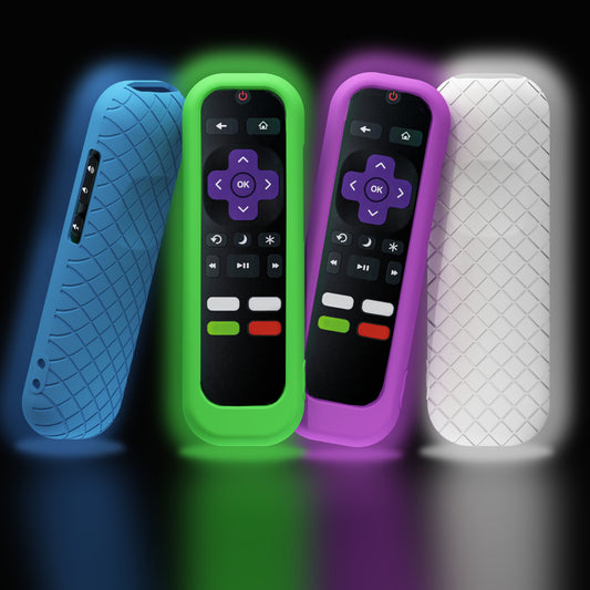 [1pc Glow Remote Cover] Roku TV, Glow in the Dark, 1pc Silicone Remote Cover | Compatible with TCL Hisense Roku TV Steaming Stick 4K 4K+ Voice Remote, Universal Protective Battery Cover, 2022 Model, Uncharged, No Battery Incl