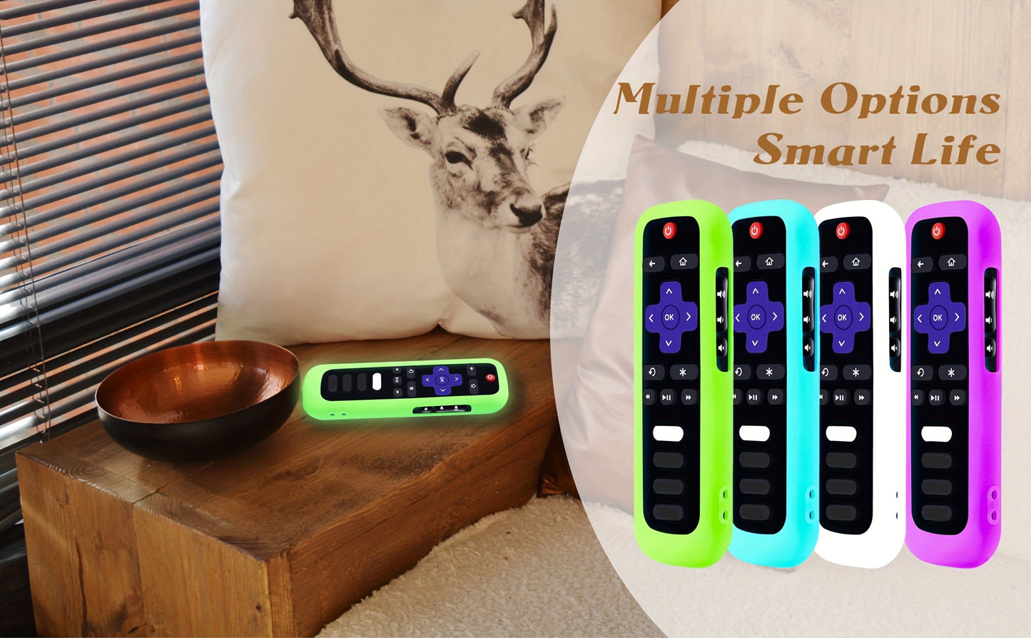 [1pc Glow Remote Cover] Roku TV, Glow in the Dark, 1pc Silicone Remote Cover | Compatible with TCL Hisense Roku TV Steaming Stick 4K 4K+ Voice Remote, Universal Protective Battery Cover, 2022 Model, Uncharged, No Battery Incl