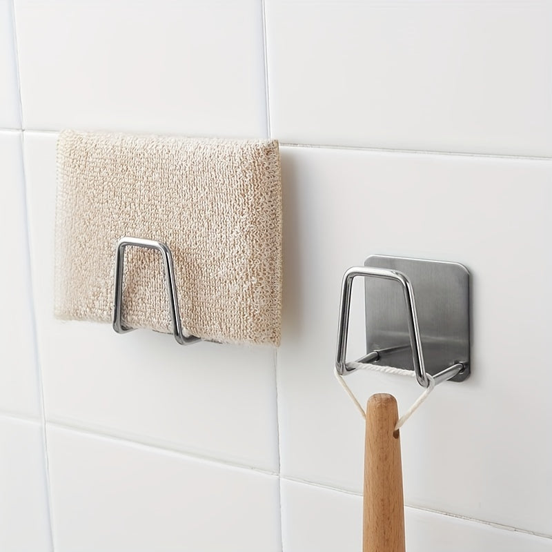 1PC Kitchen Sponges Holder Self Adhesive Sink Sponges Drain Drying Rack 304 Stainless Steel Storage Holder Kitchen Sink Accessories