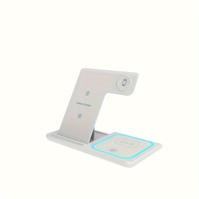 TIMESS-Wireless Charging Station 3-in-1 Standard 15W Fast Mag-Safe Charger Stand with QC3.0 Adapter, Suitable for iPhone 15 14 13 12 11 X 8 Pro Max/Pro/Mini/Plus, for iWatch Ultra 9/8 7/6/5/4/3/2, for Airpods 3/2