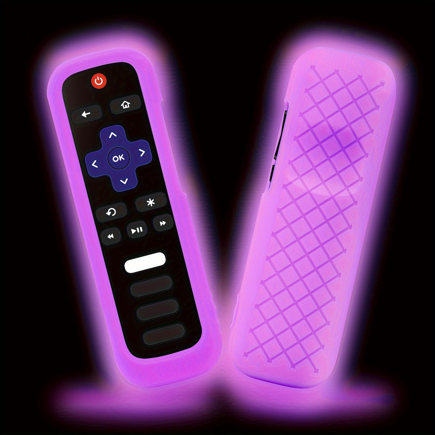 [1pc Glow Remote Cover] Roku TV, Glow in the Dark, 1pc Silicone Remote Cover | Compatible with TCL Hisense Roku TV Steaming Stick 4K 4K+ Voice Remote, Universal Protective Battery Cover, 2022 Model, Uncharged, No Battery Incl