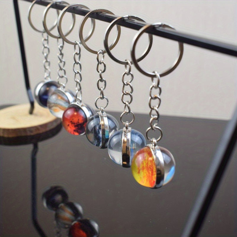 Solar System Planets Keychain - Metal Moon Phase Charm with 8 Planet Designs, Celestial-Themed Gift for Anniversaries, Keys, Wallets & Bags, Celestial Keychain | Metallic Finish | Metal Construction
